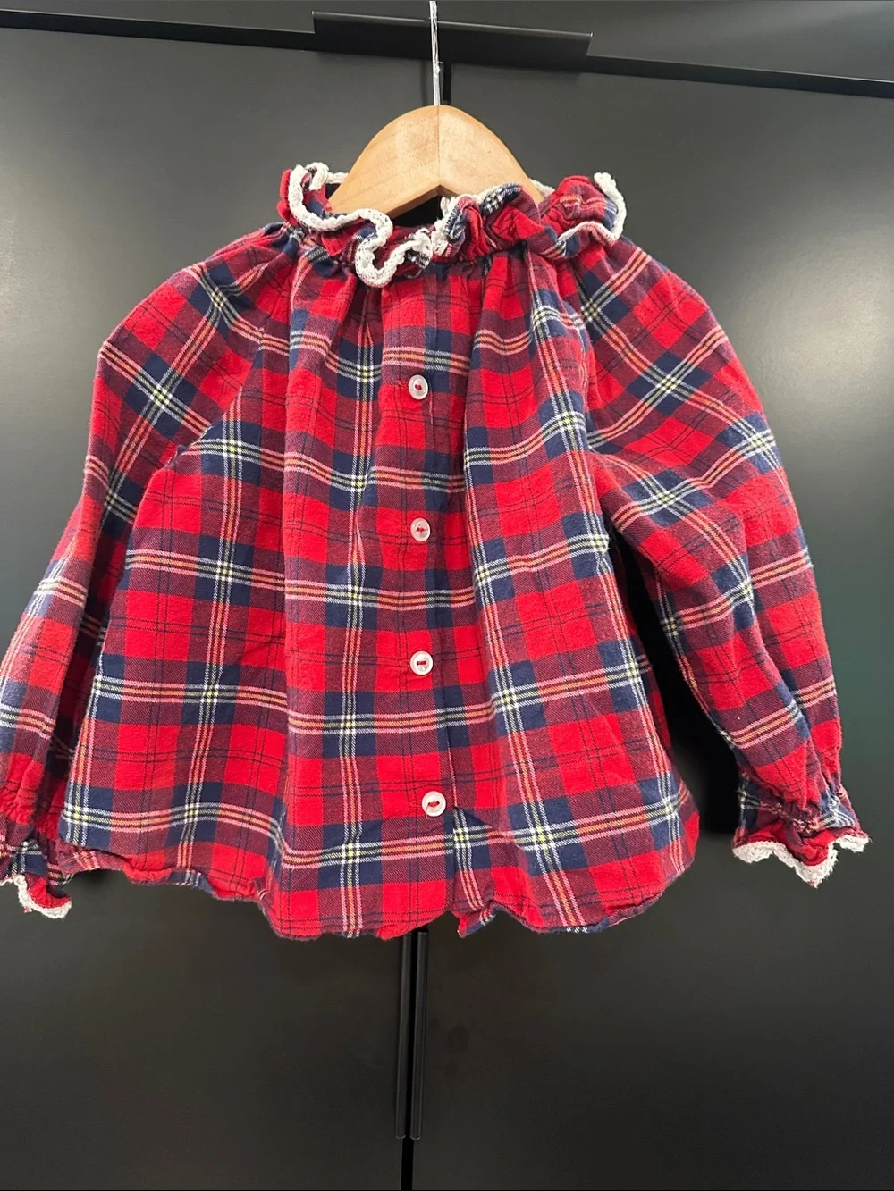 Bella Bliss Kids Red Plaid Flannel Ruffle Top and Bloomer Set Size 2